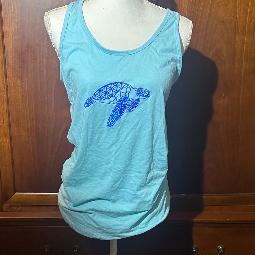 Blue Turtle Graphic Tank Top handmade by me